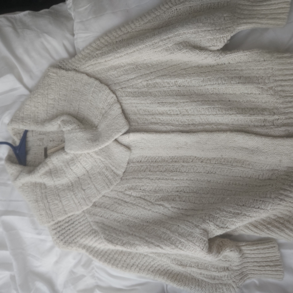 Free People Cream Cowl Neck Chunky Knit Sweater
